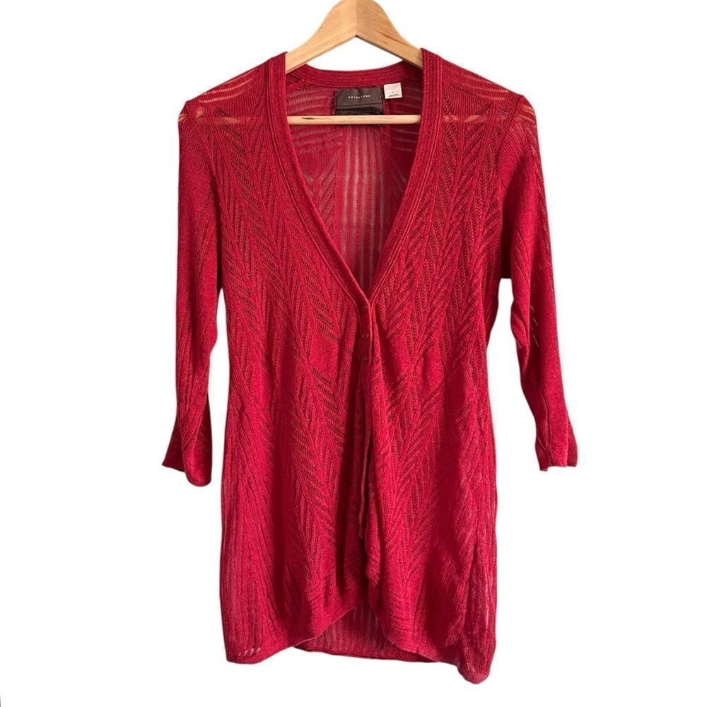 Anthropologie Guinevere Trifecta Red Knit Cardigan Sweater Vampire Diaries